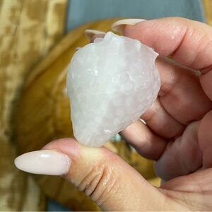 Carved Rose Quartz Strawberry Crystal - Pale Pink